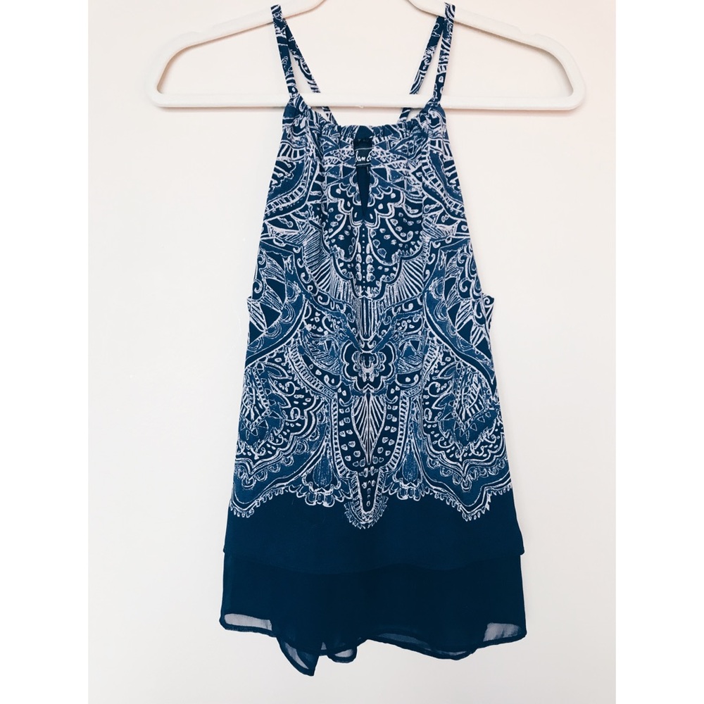 Sam Edelman Blue & White Print Gauzy Tank